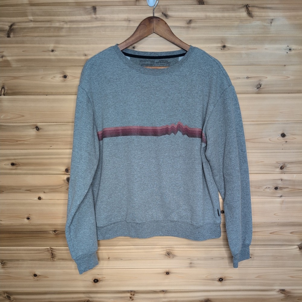 Patagonia Uprisal Crew Sweatshirt Heather Grey Red Wave Graphic Large Womens